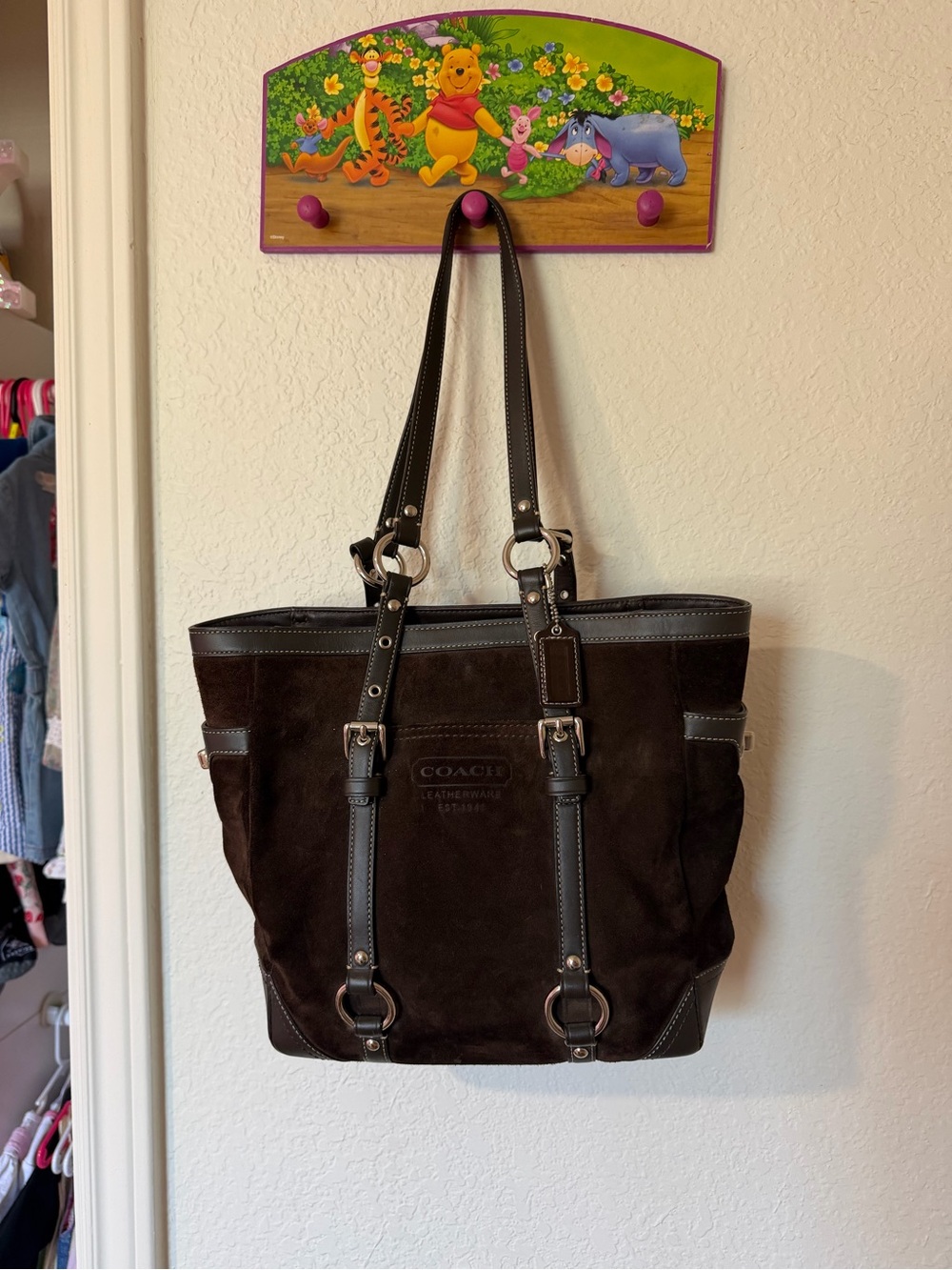 Coach Dark Brown Suede Leather Men's Messenger Tote
